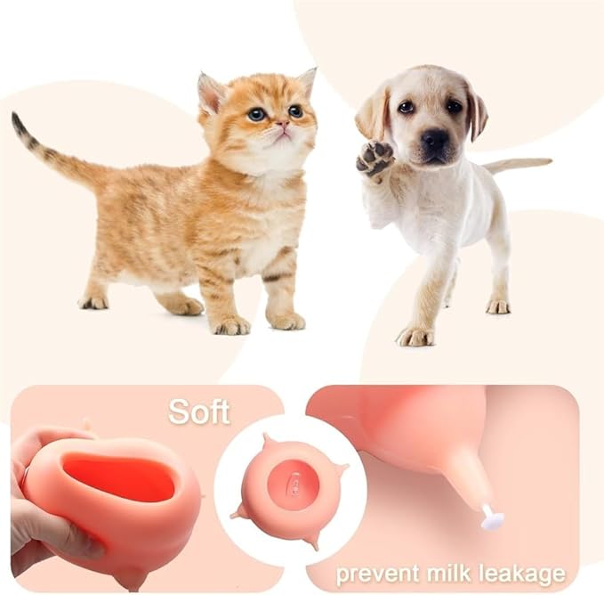 NANZU Silicone Puppy Pet Milk Feeder, Kitten Supplies, 4 Nipples Feeding Station for Puppies/Doggie/Cats/Dog Small Size Animals, 200ml