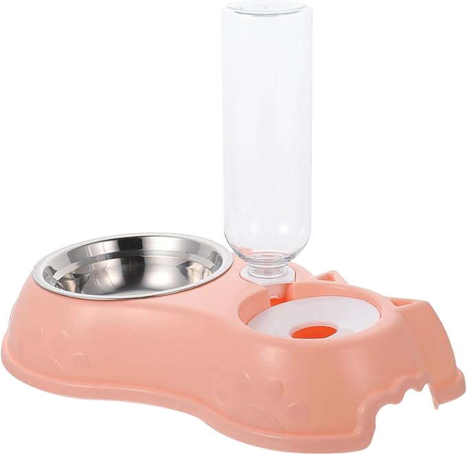 Kisangel 1set Automatic Pet Feeder and Water Dispenser Detachable Dual Bowl for Cats and Dogs Easy to Practical Design for Home and Pet Shops