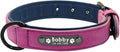 Personalized Dog Collar Custom Leather Dog Collars Inner Padded Pet ID Collar for Small Medium Large Dogs Pitbull Bulldog Purple XL