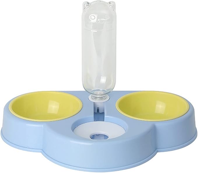3 in 1 Dog Feeder Raised Cats Food Water Bowl Double Automatic Waterer No-Spill Double Pet Automatic Feeder Wet Food