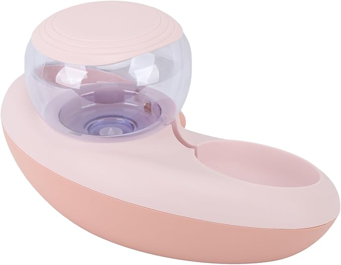 Dual Bowls 1.4L Cat Dog Water Dispenser Automatic Pets Water Food Feeder, Slant Mouth, Slip Base (Pink)