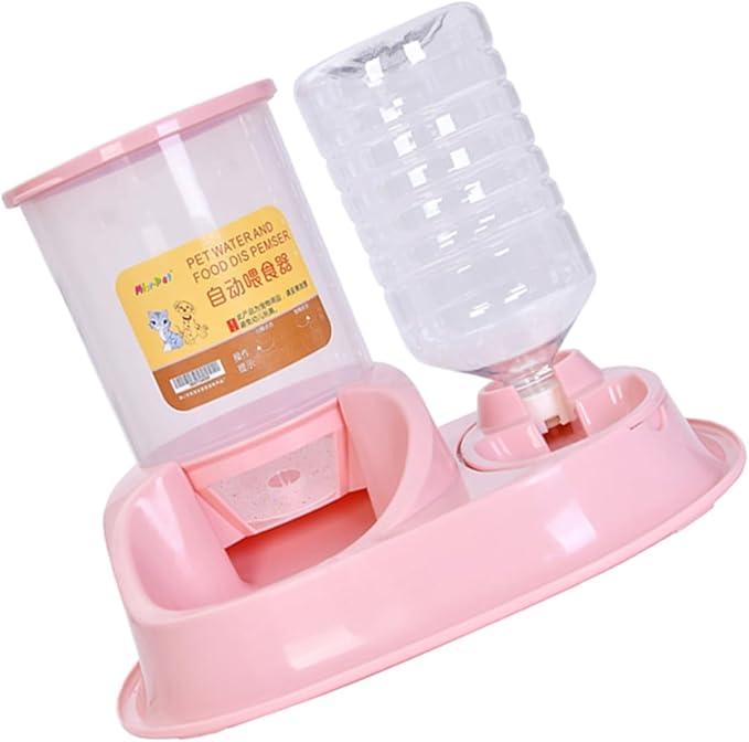 GANAZONO Automatic Cat and Dog Water Dispenser Feeder Dual Bowl Design for Easy Feeding Removable and Easy to Clean for Pet Owners and Stores and Break-Resistant Large Capacity Pink
