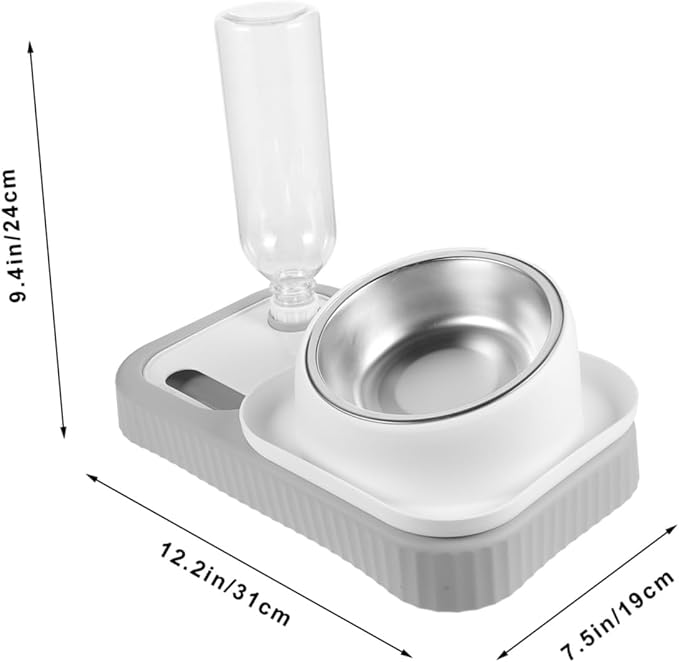 Automatic Pet Feeder and Waterer Dual Bowls for Cats and Smooth for Comfortable Feeding and Drinking Reduces Abdominal Pressure