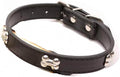 Lakke PU Leather Dog Collar Design Bone Charm Studded Collars for Dogs Necklace Pet Products Black M