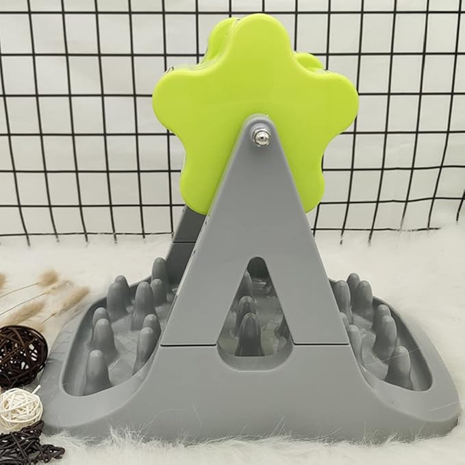 balacoo 1piece Automatic Dog Food Dispenser Rotating Design Choke Pet Feeder Bowl for Puppies Easy to Clean Space-Saving Grey and Green for Active Dogs