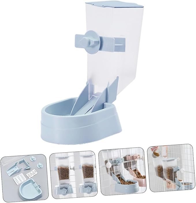 YARNOW 2l Automatic Hanging Dog Feeder Bowl Pet Food Dispenser for Crate Use in Blue, Puppy Feeding Station with Gravity-Feed Design for Small to Medium Dogs