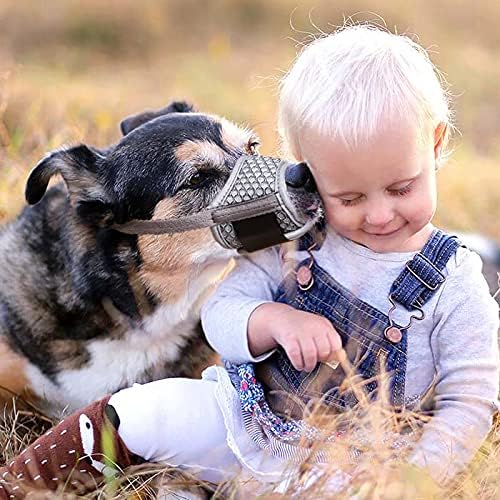 LUCKYPAW Dog Muzzle Anti Biting Barking and Chewing with Comfortable Mesh Soft Fabric and Adjustable Strap, Suitable for Small, Medium and Large Dogs(Gray(3D Mesh),L)