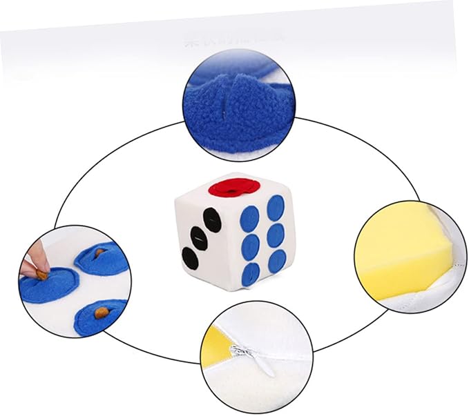 Dog Plush Training Dice Toy Creative Sniffing Plush Toy for Pets Soft and for Interactive White