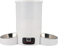 Automatic Cat Feeder, 3L Large Capacity Timed Cat Feeder with Stainless Steel Bowl, Pet Food Dispenser Dog Feeding Station Dry Food Dispenser Smart Pet Feeder for Cats Dogs (White)