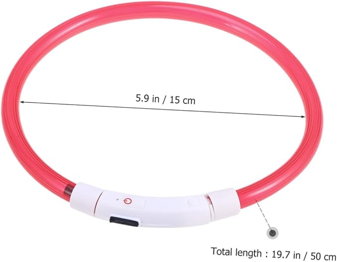 ibasenice LED Dog Collar Rechargeable Glowing Pet Collar for Night Safety Red Durable Energy Saving Design and Flexible for Dogs