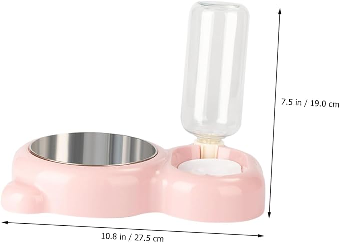 Toyvian Dual Pet Feeder Bowl Automatic Water Refill Non Slip Design for Cats Dogs Durable Easy to Bright Resistant Pet Supplies