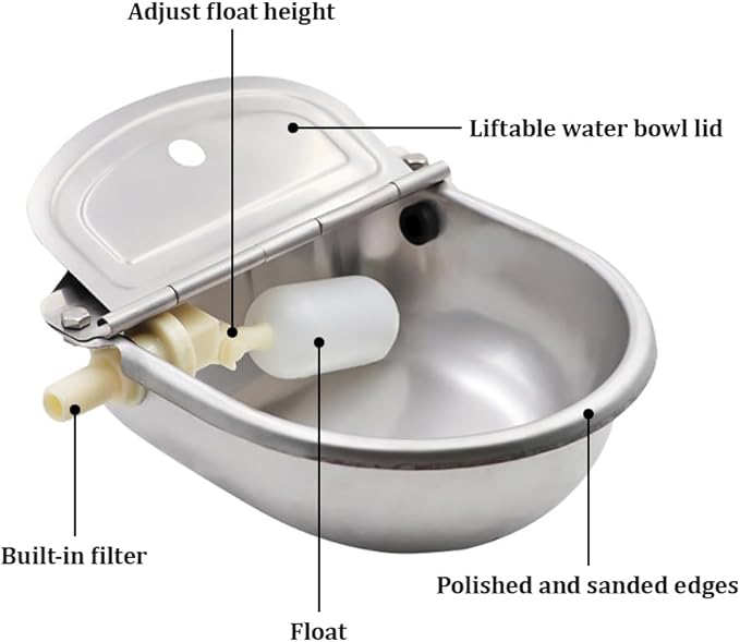 YUEWO Automatic Drinking Fountain for Dogs 304 Stainless Steel Float Type Livestock Automatic Drinking Water Equipment