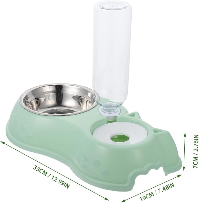 Kisangel 1set Automatic Dual Pet Feeder Water Dispenser Opaque Food Bowl for Dogs and Cats Non- Design Convenient Two-one Feeding for Busy Pet Owners