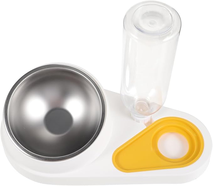 Automatic Pet Food and Water Feeder with Detachable Water Dispenser, Anti-Skid Dog Bowl for Small Dogs and Cats, White 2-in-1 Feeder Suitable for Puppies and Small Animals