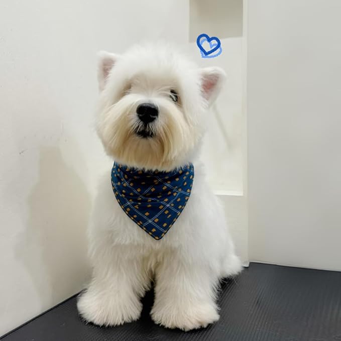 Double Layers Two Tones Dog Cotton Square Bandana Bibs Scarf Kerchief for Small Medium Dogs Boy or Girl - DCB01 B&Y