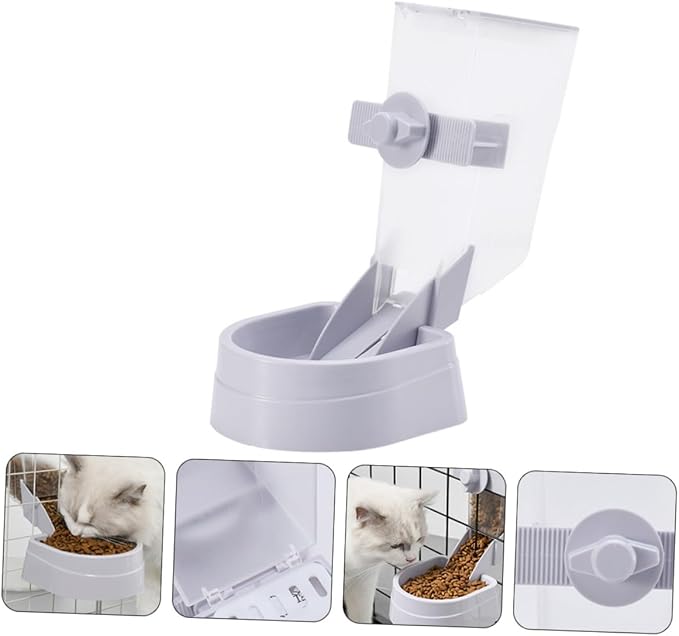 SUPVOX 1pc Hanging Pet Bowl Automatic Dog Cat Food Feeder Gray Removable Design Prevents Tipping for Crate Use Easy to Install Material for Pets