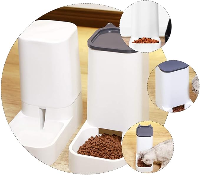 balacoo 1pc Automatic Cat Feeder Opaque Plastic Dog Cat Food Dispenser for Freshness Easy Rotation Grain Supply for Busy Owners