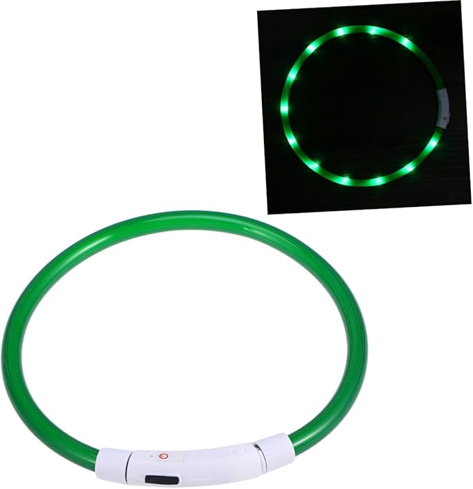Milisten USB Rechargeable Led Dog Collar for Pets Green Glowing Flashing Collar for Evening Walks