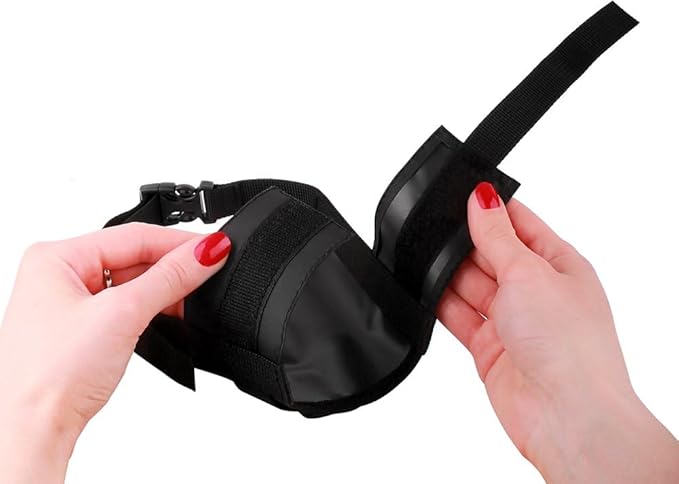 CollarDirect Nylon Dog Muzzle - Adjustable Soft Breathable Nylon Dog Mouth Guard Cover for Small, Medium and Large Dogs, Anti Chewing, Barking & Biting (2 Black, L/XL)