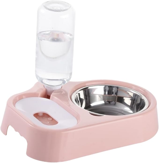 Pet Double Bowl Water Feeder for Cats and Dogs Pink Non Spill Food and Water Dish Safe High Density Material Stable Design Prevents Tipping Practical and Decorative Feeding