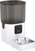 Pet Feeder White Pet Automatic Feeder Smart Cat and Dog Feeder 6l Food Storage Bucket Square Pets Supplies Compatible with Cats and Small Dogs Pets Supplies(Button Type)