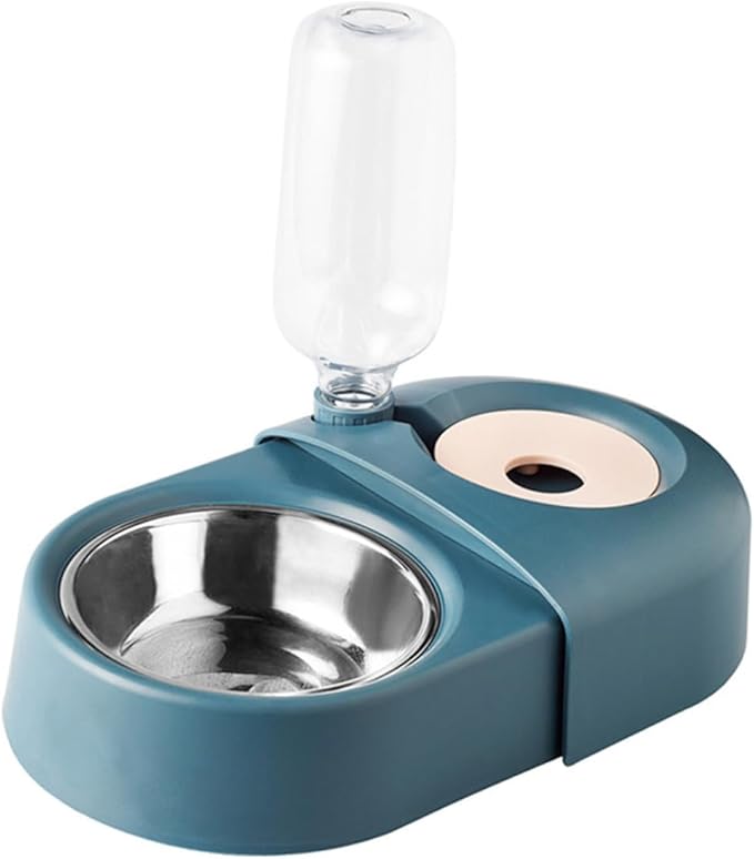 Automatic Dog and Cat Feeder Bowl with Water Dispensing Function, Blue Anti-Spill Pet Food and Water Bowl for Home Use, Sturdy Pet Feeding Supply