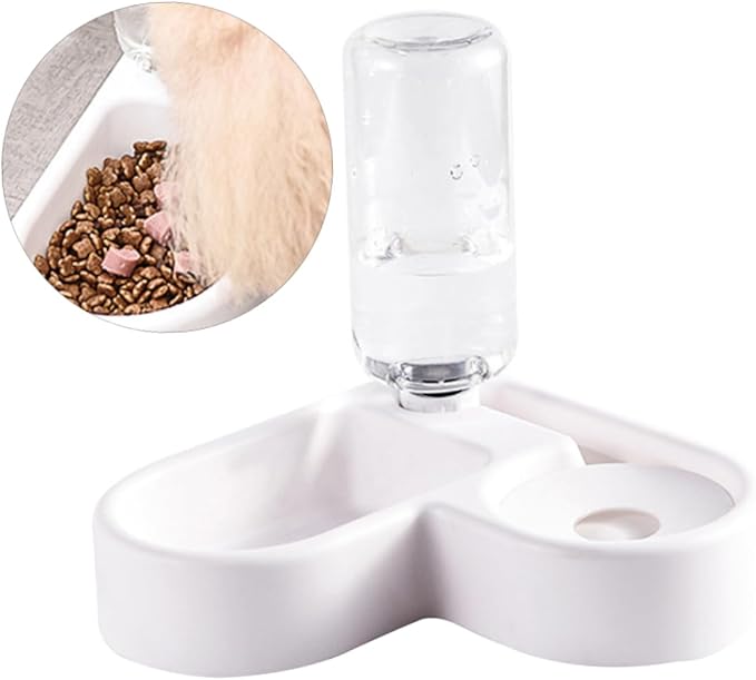 Happyyami Automatic Water Feeding Bowl for Cats and Dogs Pet Food Feeder Smooth Design Non-tip Feature Convenient Water and Food Dispenser for Home Decor