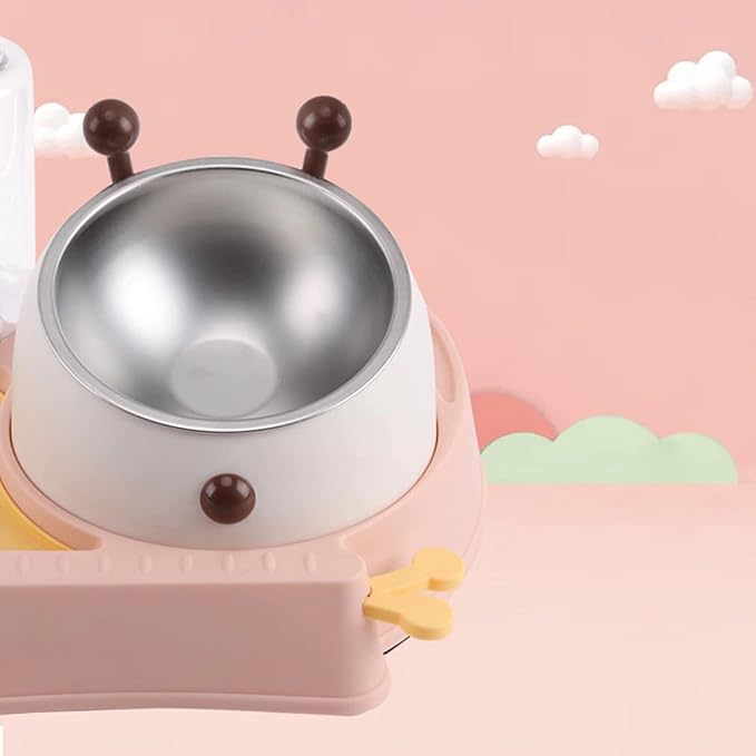3 in 1 Pet Tableware Dog Food Bowl Automatic Water Dispenser Tilted Elevated Stainless Steel Bowl Detachable Waterer