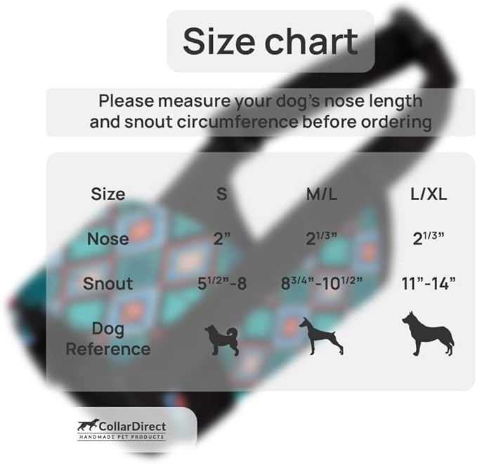 CollarDirect Dog Muzzle - Adjustable Soft Breathable Tribal Nylon Dog Mouth Guard Cover for Small, Medium and Large Dogs, Anti Chewing, Barking & Biting (Pattern 3; M/L)