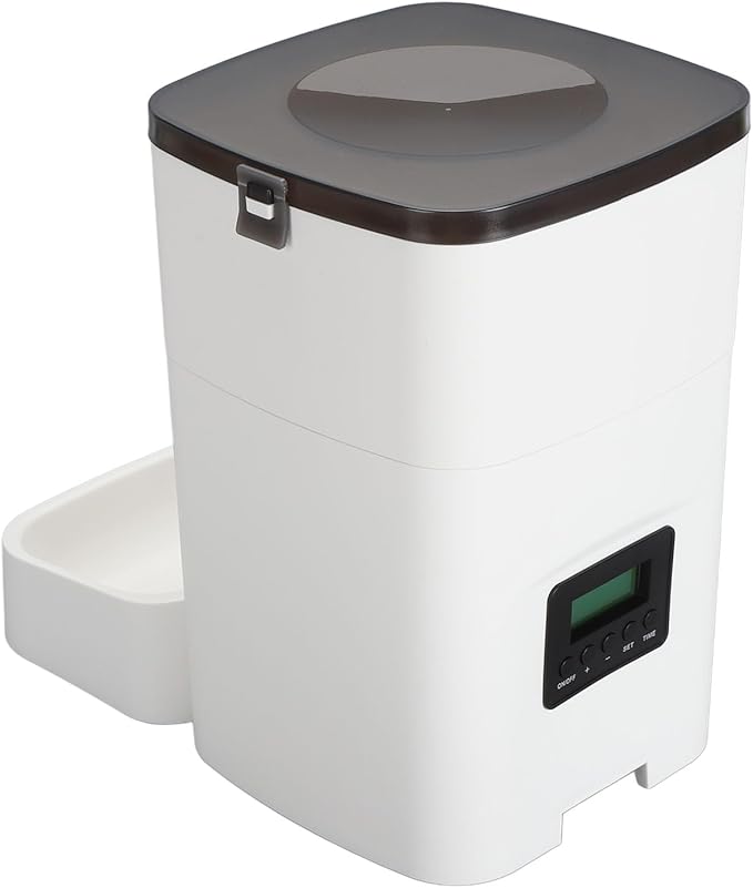 Automatic Pet Feeder, Remote Control, Large Capacity Automatic Cat Dog Feeder for Home, Built in Smart System for Precise Timing and quantified Feeding, with Music Reminder (White)