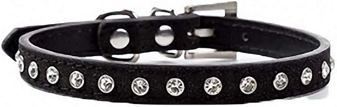 Rinestone Creative Pet Dog Collar Necklace Leather Durable Breathable Puppy Dog Collar Leash Accessories (XXS-M) 10A Black M