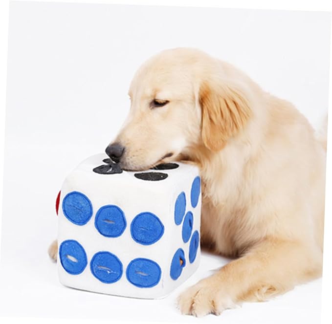 KESYOO Dog Plush Dice for Dogs Creative Funny Sniffing Training Plush Elastic Soft Material for Interactive Enrichment Play Easy to Clean White Pet