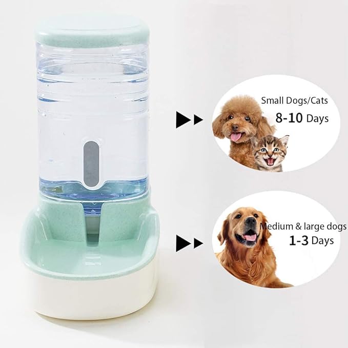 Massage cushion Automatic Pet Feeder Food Feeder and Waterer Dispenser Set 3.8L for Dogs Cats Small & Medium Pets Animals 1019 (Color : Grey) (Green)