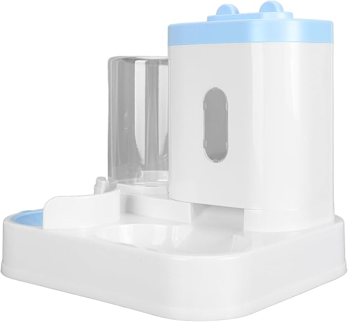 Automatic Pet Food & Water Container 2 in 1 | 2L Food + 1L Water Large Capacity | Detachable Cat Feeder/Dog Waterer | Safe PP Material, Visual Window Design (Blue)