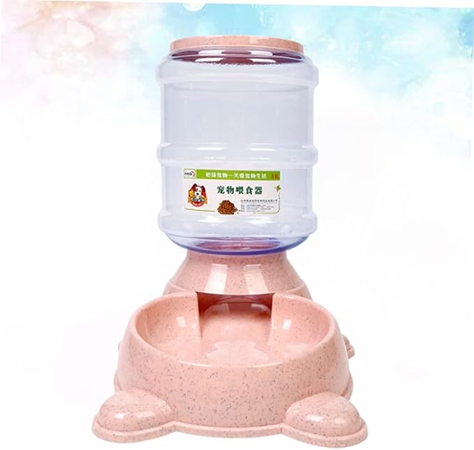 1Pc Automatic Pet Feeder Refillable Food Dispenser Container for Dogs and Cats Adorable Bear Shape Design Easy to for Home Shop Pink