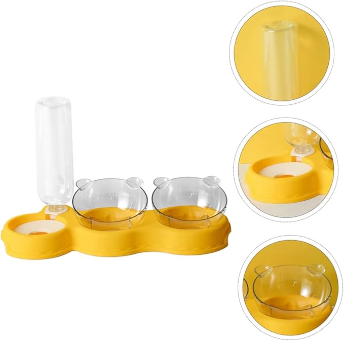 Happyyami Automatic Water Feeder for Cats Water Dispenser Double Food Bowl Cat Feeder and Drinking Bottle Pet Bowl for Dogs and