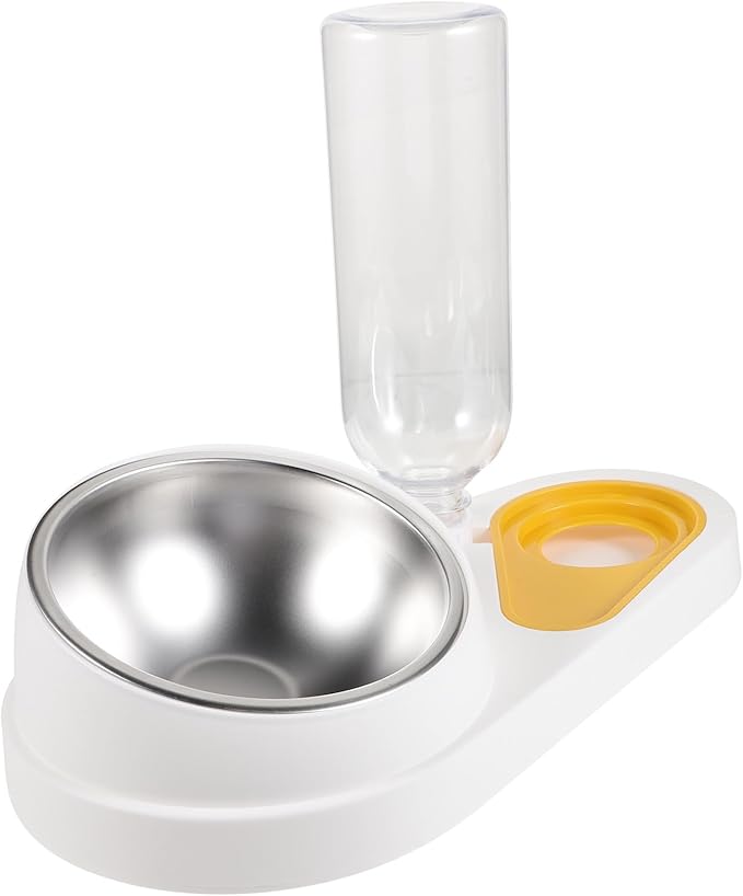 Automatic Dog Food Feeder and Detachable Water Dispenser, Anti-Skid Small Pet Bowl for Cats and Puppies, White Household Pet Feeding and Drinking Supplies