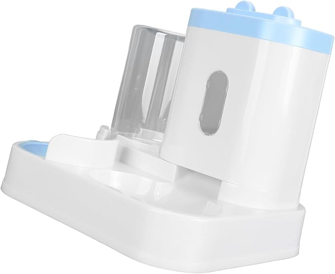 Automatic Pet Food Water Dispenser Large Capacity 2 in 1 Cat Feeder Waterer for Dogs and Puppies (Blue)