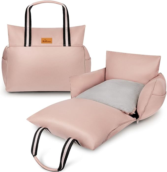 Pet Carrier & Booster Seat for Small & Medium Dogs Up to 30 Lbs | Waterproof, Easy to Carry Dog Car Bed with Handles & Storage, Pink