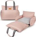 Pet Carrier & Booster Seat for Small & Medium Dogs Up to 30 Lbs | Waterproof, Easy to Carry Dog Car Bed with Handles & Storage, Pink