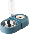 Automatic Dog and Cat Feeder Bowl with Water Dispenser Blue Plastic Pet Feeding Basin for Small to Medium Pets for Home Use