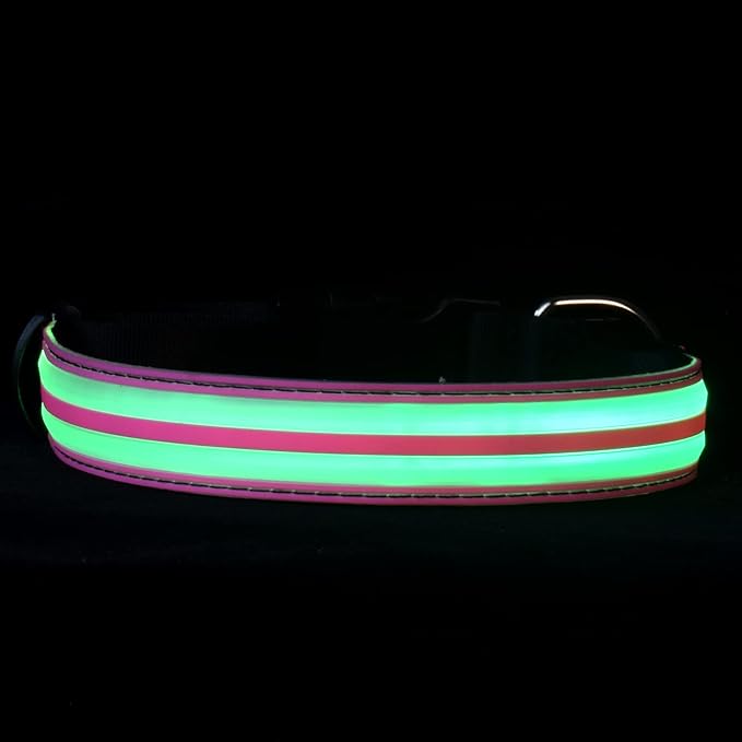 Dog Collar with Lights, 15 Lighting Modes Silicone Pet Collar, USB C Rechargeable LED Dog Collar for Night Safety, Adjustable Soft Glowing Collar for Dogs (DB-Pink, XS(7.87-11.8"))