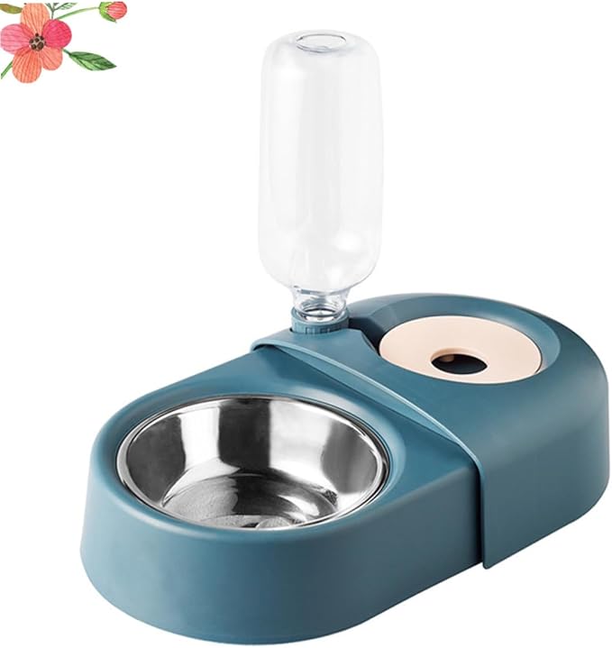 ibasenice Automatic Dog and Cat Feeding Basin Water Bowl Spill-Proof Blue Pet Food and Water Feeder Suitable for Indoor Use