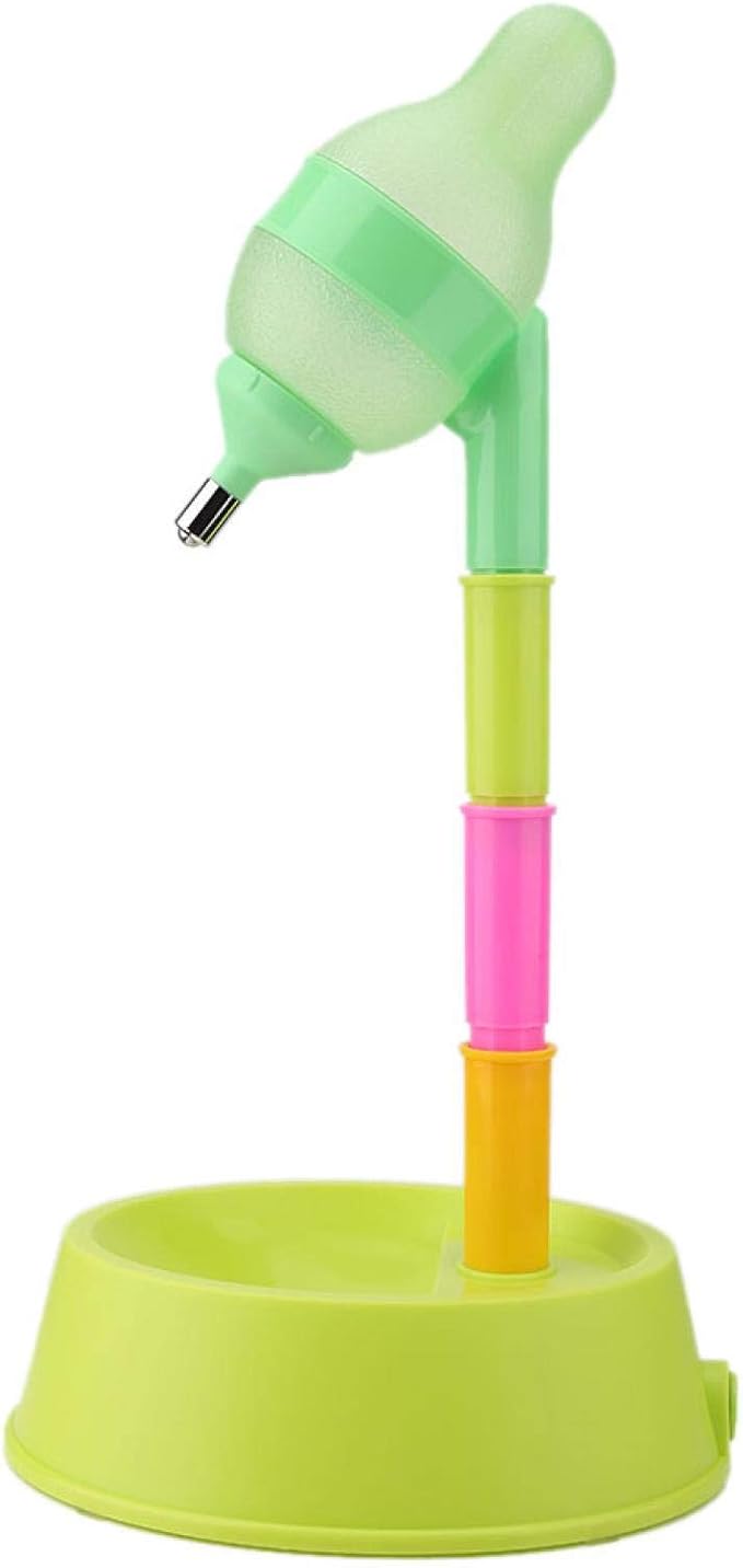 EVTSCAN Standing Pets Feeder Water Dispenser, Automatic Water Food Feeder Bowl Bottle, Adjustable Drinking Water Bottle(650 ML)(绿色底座)