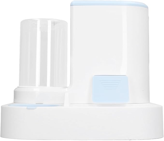 Pet Water Dispenser Food Feeder, Pets Automatic Feeder Waterer Set Detachable 2 in 1 Safe One Piece Design for Indoor (Blue)
