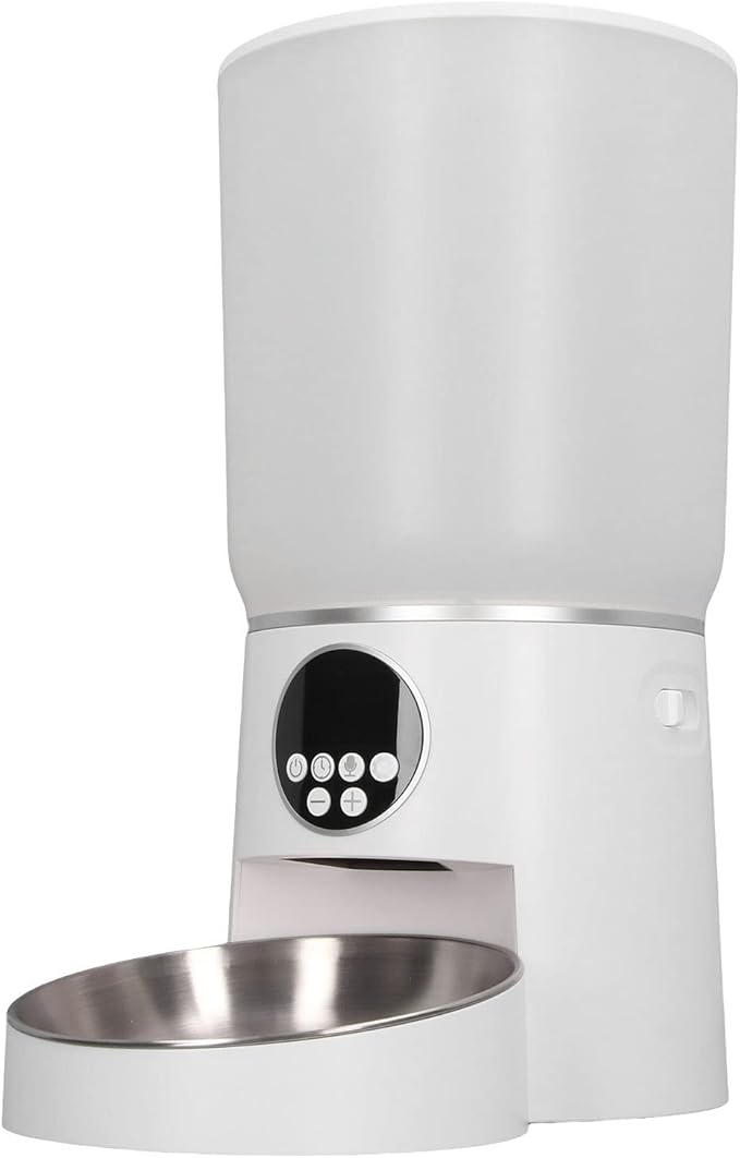 Automatic Cat Dog Feeder, 5L Capacity Automatic Pet Feeders Stylish Design with Timed Rationing & Recording, Support Dual Power for Cats Dogs (Button)