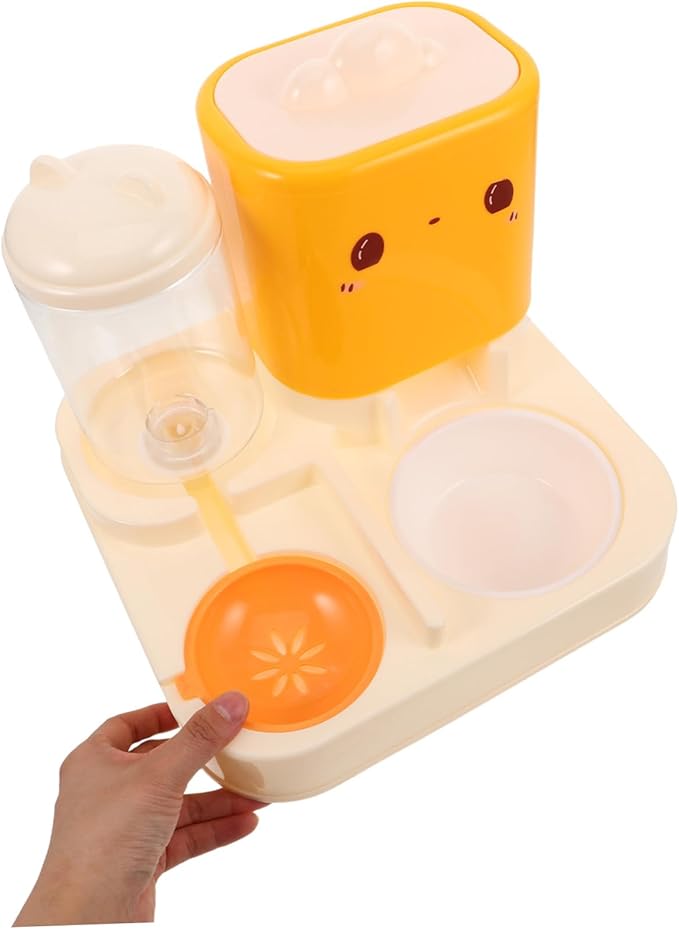 balacoo Automatic Pet Feeder Dual Bowls for Cats and Dogs Integrated Food and Water Station Easy-Clean Design for Pets Sturdy Base for Stability Space-Saving