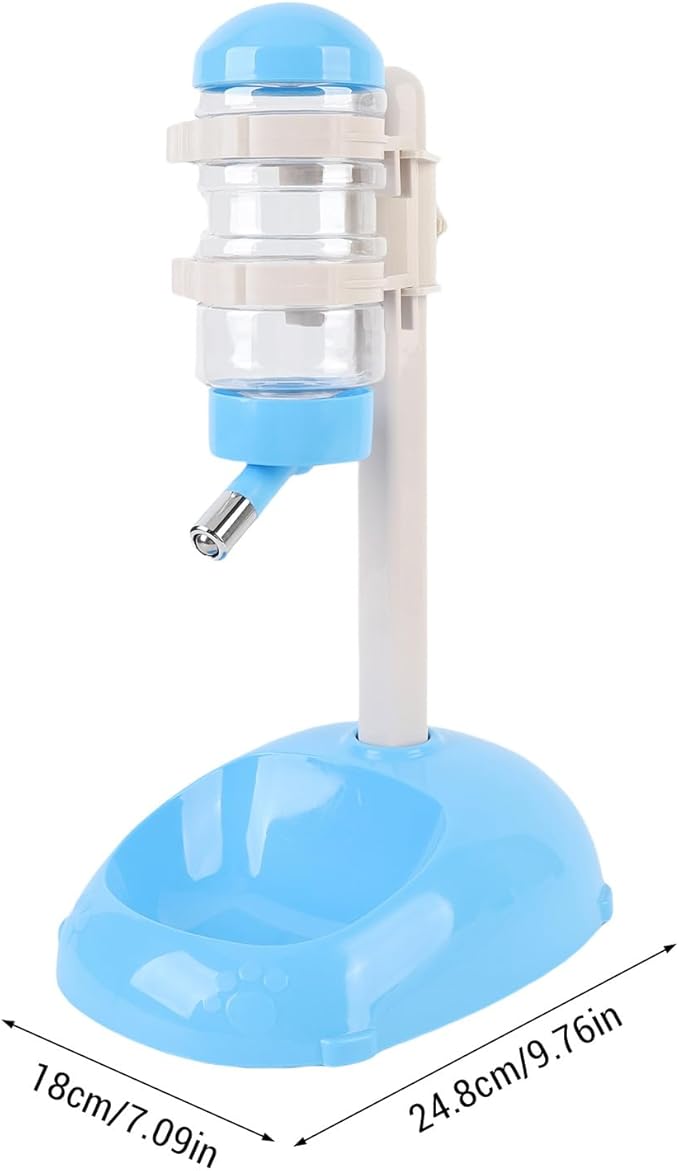 Pet Standing Water Dispenser Feeder - Adjustable Height 500ml Automatic Water Feeder for Dogs and Cats - Durable Standing Design for Comfort and Freshness (Blue)