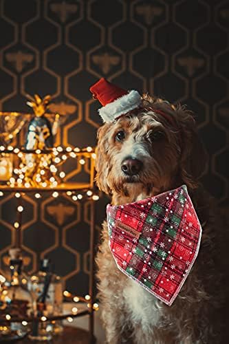 Lionheart glory Dog Bandana 1 Pack Washable Soft Cotton Christmas Plaid Bibs Scarf, Adjustable Kerchief Square Dog Bandanas for Large Dogs