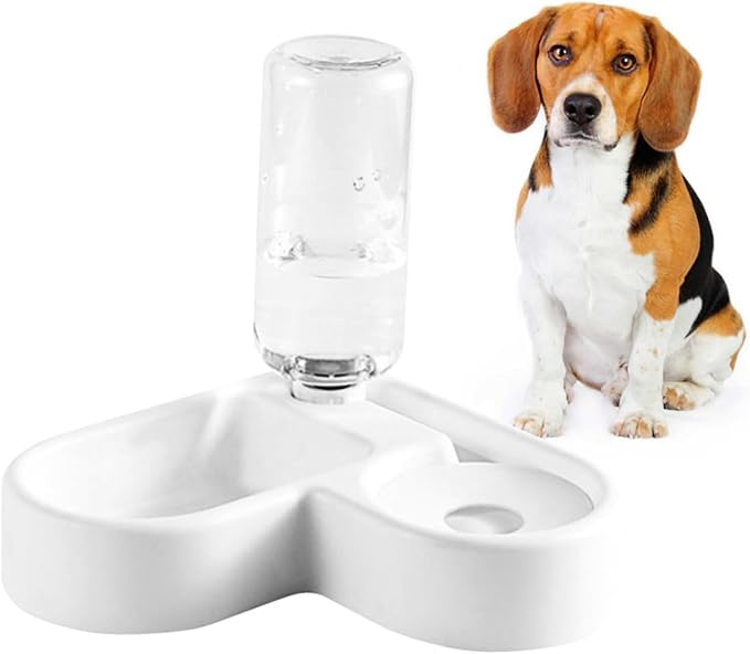 VANZACK Pet Feeder Automatic Water Bowl Double Cat Dog Bowl Heart Shape Non-Slip Easy to Clean Plastic